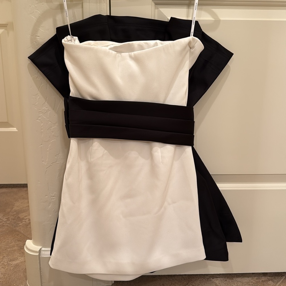 NEW~ $1200 Retrofete~ Gorgeous Black White Mini Dress Valentines Day Perfection - Picture 6 of 6